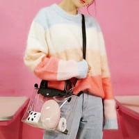 Pastel Color Block Woolen Jumper Knit Sweater - Thumbnail 4