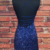 Luxurious Body con Scoop Neck Cross Back Red Royal Blue Short Prom Dresses,Evening Party Dresses - Thumbnail 2