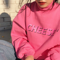 High Collar Cheese Print Sweatshirt - Thumbnail 1