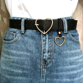Heart Buckle PU Leather Belt
