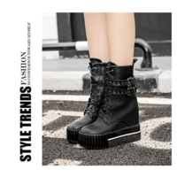 Gothic Harajuku Black PU Leather Platform Ankle Boots - Thumbnail 1