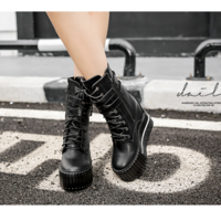Gothic Harajuku Black PU Leather Platform Ankle Boots - Thumbnail 2