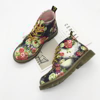 Vintage Martin Boots British Wind Small Floral Motorcycle Boots Martin Boots - Thumbnail 1