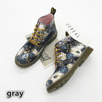 Vintage Martin Boots British Wind Small Floral Motorcycle Boots Martin Boots - Thumbnail 3