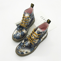 Vintage Martin Boots British Wind Small Floral Motorcycle Boots Martin Boots - Thumbnail 2