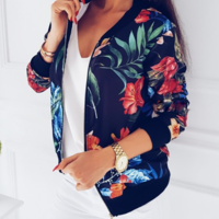 Floral Retro Zip up Bomber Jacket - Thumbnail 3