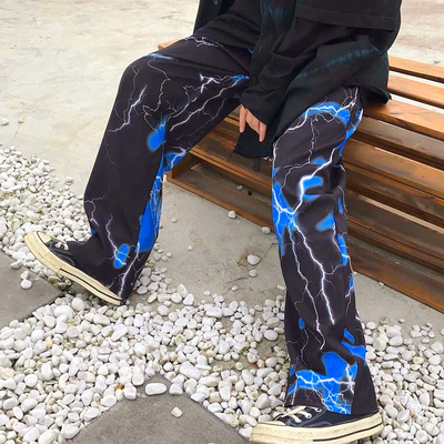 Gothic lightning color block wide leg pants