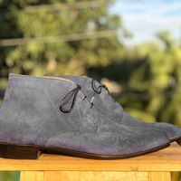 New Handmade Half Ankle Gray Suede Lace Up Boot For Men's  - Thumbnail 1