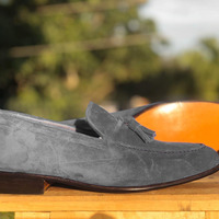 Handmade Gray Suede shoes, Men's Tussles Loafers Shoes For Men's - Thumbnail 1