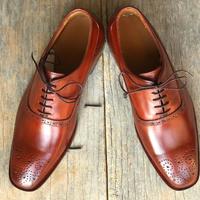 Men's Handmade Stylish Brown Brogue Leather Lace Up Shoes - Thumbnail 2