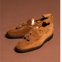 Handmade Tan Suede shoes, Men's Tussles Loafers Shoes For Men's - Thumbnail 1