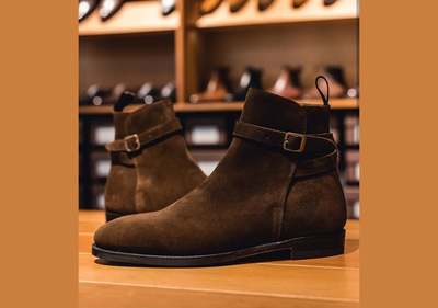 Men's Chocolate Brown Ankle High Jodhpurs Buckle Suede Boot