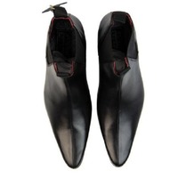 Handmade Men's Black Ankle High Chukka Chelsea Leather Boot - Thumbnail 1