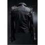 Men Black Multi Studded With Long Spike Rocker Punk Style Biker Jacket-2