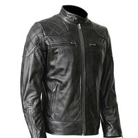 Men's Genuine Lambskin Leather Biker Jacket Inspired by David Beckham Black1 - Thumbnail 1