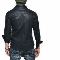Men's Real Lambskin Genuine Leather Shirt Stylish Biker Shirt for men's1 - Thumbnail 2