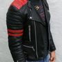 Classic Biker Red and Black Vintage Motorcycle Leather Jacket, Men Biker Jackets-1