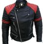 Classic Biker Red and Black Vintage Motorcycle Leather Jacket, Men Biker Jackets-2