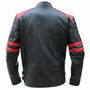 Classic Biker Red and Black Vintage Motorcycle Leather Jacket, Men Biker Jackets-3