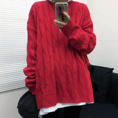 Free shipping-90s twist knit sweater