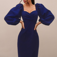 Sexy Long-Sleeved Word Shoulder Backless Dress - Thumbnail 2