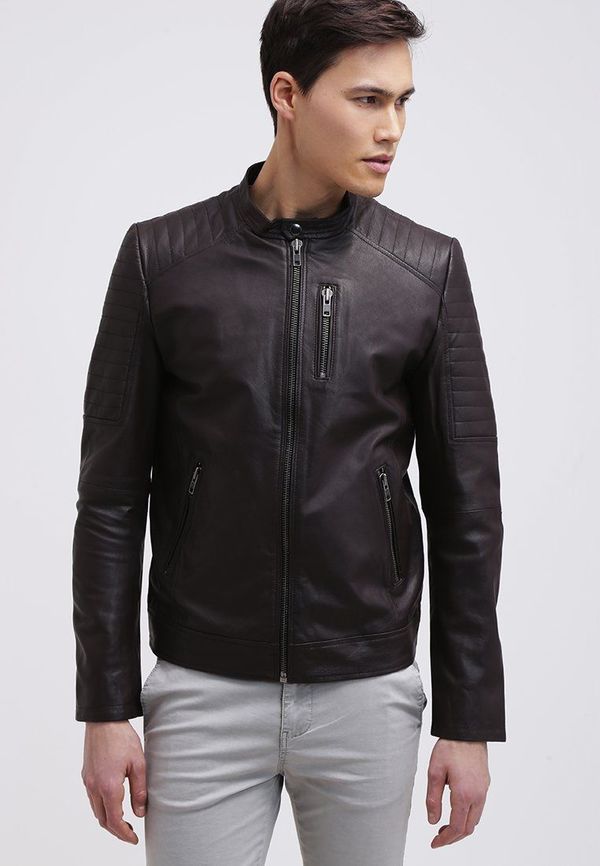 Handmade Men Leather Jacket Men Brown Biker Motorcycle Pure Lambskin Leather Jacket, Mens Leather Jacket