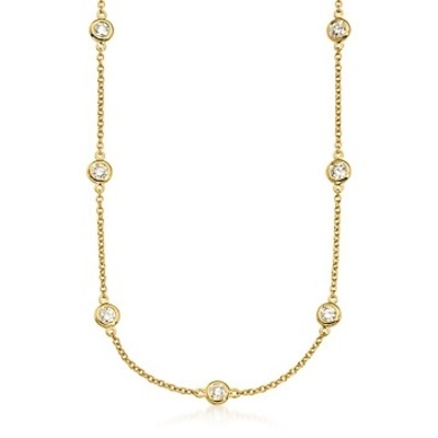 Bezel set chain 14 gold vermil cz