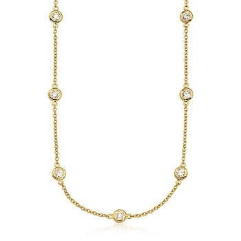 Bezel set chain 14 gold vermil cz
