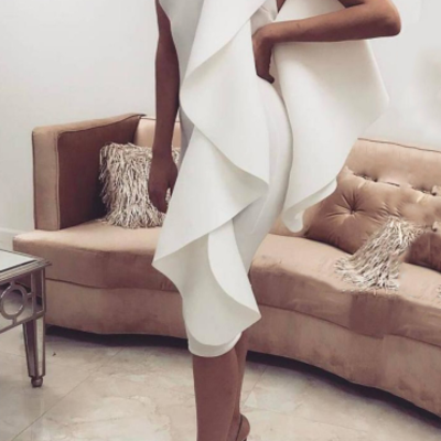 High neck sheath tea length satin cocktail dresses ,sexy dresses - Thumbnail 5