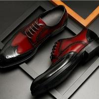 Black Oxblood Wing tip leather shoes, Men Handmade shoes - Thumbnail 3