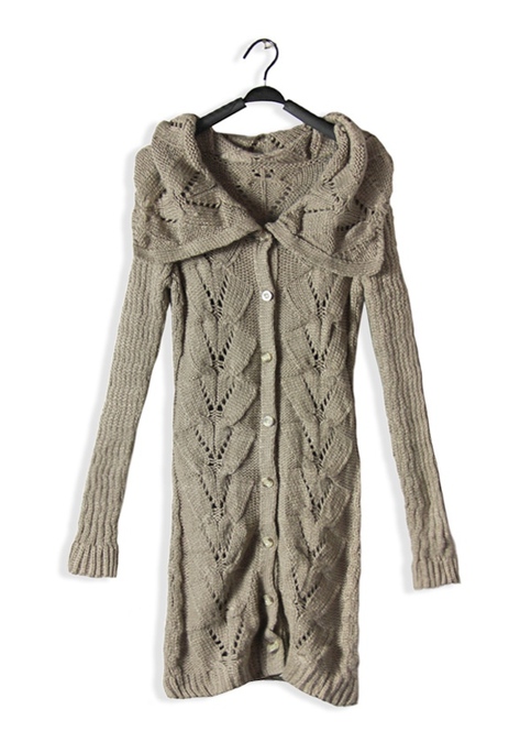 Cable Knit Long Sleeve Sweater Duster