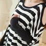 Long Sleeve Cut out Shoulder Striped Top - Thumbnail 1