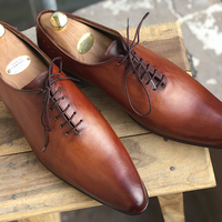 Men's Handmade Stylish Brown Chukka Leather Lace Up Shoes For Men's - Thumbnail 2