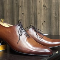 Men's Handmade Stylish Brown Chukka Leather Lace Up Shoes For Men's - Thumbnail 3