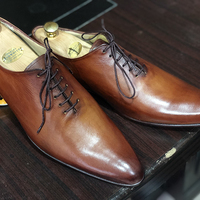 Men's Handmade Stylish Brown Chukka Leather Lace Up Shoes For Men's - Thumbnail 4