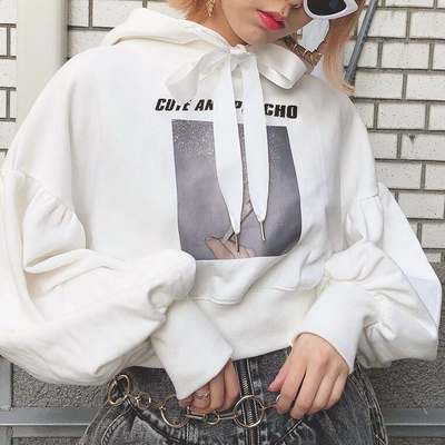 Cute and Psycho Printed Hoodies Top