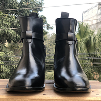 Men's Handmade Ankle High Black Jodhpurs Leather Boot - Thumbnail 1