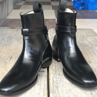 Men's Handmade Ankle High Black Jodhpurs Leather Boot - Thumbnail 2