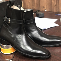 Men's Handmade Ankle High Black Jodhpurs Leather Boot - Thumbnail 3