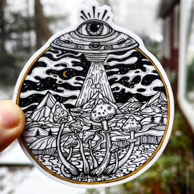 "alien mushroom" vinyl sticker