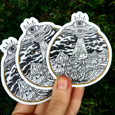 "alien mushroom" vinyl sticker
