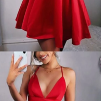 Cute Deep v neck short prom dress, sexy homecoming dress - Thumbnail 1