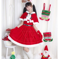 Christmas cos costume Christmas cape dress cape cloak - Thumbnail 1