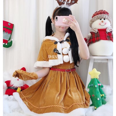 Christmas cos costume christmas cape dress cape cloak