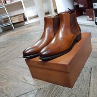 Handmade Men's Tan Ankle Chelsea Leather Boot - Thumbnail 2
