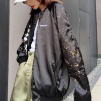 Harajuku Universe Star Print Baseball Jacket - Thumbnail 3