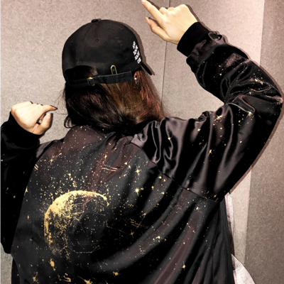 Harajuku universe star print baseball jacket
