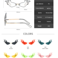 Rimless Cat Eye fire Flame Sunglasses - Thumbnail 3