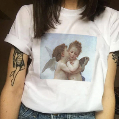 Vintage retro angel kiss t shirt