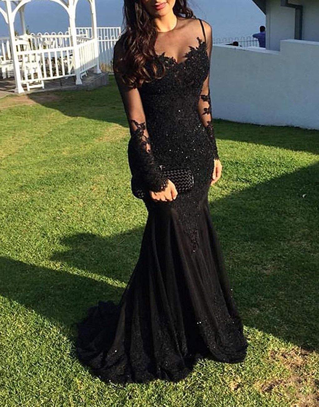 Purple tulle sequins long prom dress 
